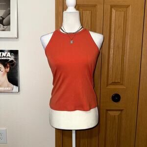 Richer Poorer Tank Top Women's XS Orange Ribbed Knit Sleeveless Racerback